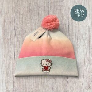 SOLD Hello Kitty Pink, Blue and White Ombre Beanie with Pom-Pom